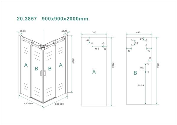 Grote foto douche hoekinstap 2 schuifdeuren 900x900x2000 chroom 8mm nano doe het zelf en verbouw sanitair