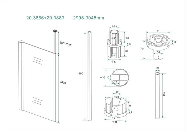 Grote foto set verticale stabilisatiestang plafondbevestiging chroom doe het zelf en verbouw sanitair