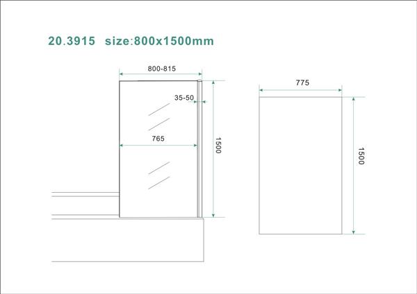 Grote foto vaste badwand 800 800 815 x 1500 mm 6mm nano doe het zelf en verbouw sanitair