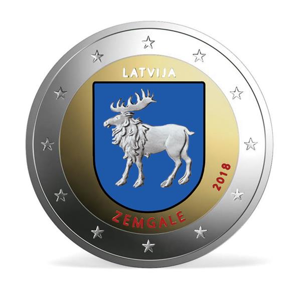 Grote foto letland 2 euro 2018 zemgale semgallen gekleurd verzamelen munten overige
