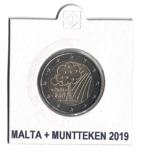 Grote foto malta 2 euro 2019 natuur en omgeving muntteken in munthouder verzamelen munten overige