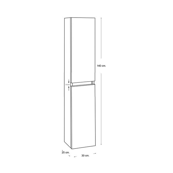 Grote foto sephia kolomkast 140x30x25 mat wit huis en inrichting complete badkamers