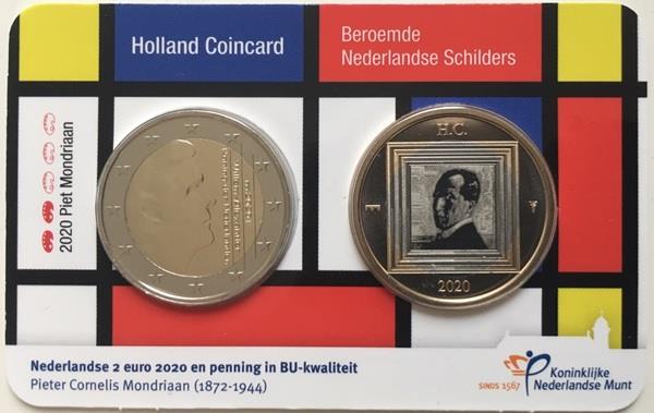 Grote foto nederland 2 euro 2020 coincard nr. 2 mondriaan verzamelen munten overige