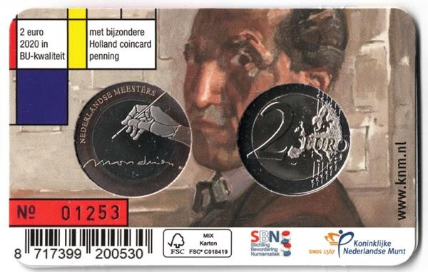 Grote foto nederland 2 euro 2020 coincard nr. 2 mondriaan verzamelen munten overige