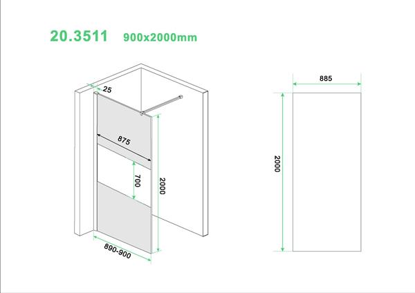 Grote foto slim glasplaat ged.mat rookglas 900x2000 8mm nano doe het zelf en verbouw sanitair