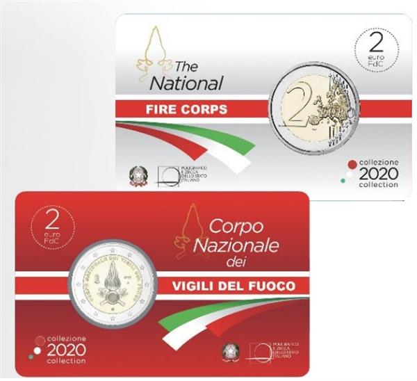 Grote foto itali 2 euro 2020 de brandweer coincard verzamelen munten overige