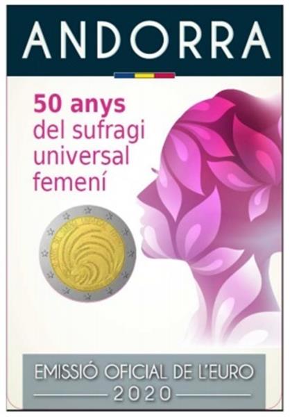 Grote foto andorra 2 euro 2020 50 jaar vrouwenkiesrecht in andorra verzamelen munten overige