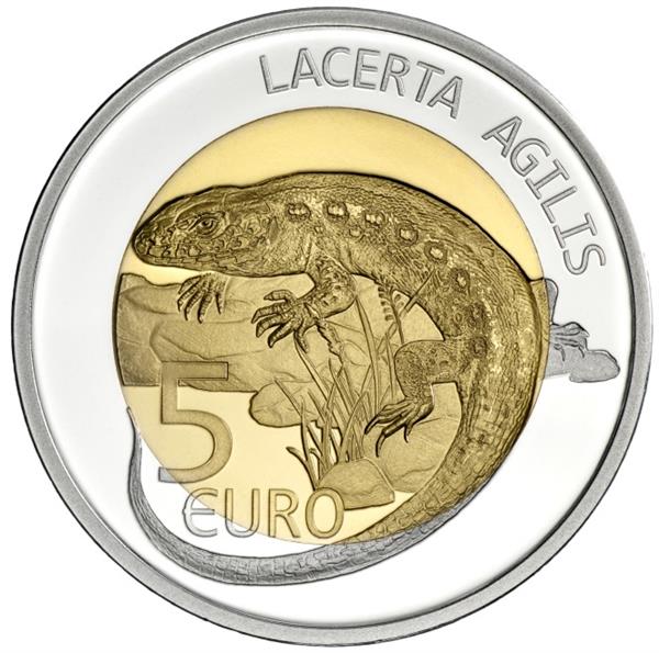 Grote foto luxemburg 5 euro 2021 zandhagedis lacerta agilis verzamelen munten overige