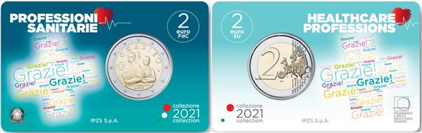 Grote foto itali 2 euro 2021 medisch personeel bedankt coincard verzamelen munten overige
