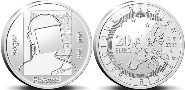 Grote foto belgi 20 euro 2021 100 jaar roger raveel verzamelen munten overige