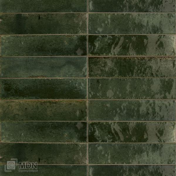 Grote foto ragno look olivio handvorm tegels 6x24 cm langwerpig donker groen doe het zelf en verbouw tegels