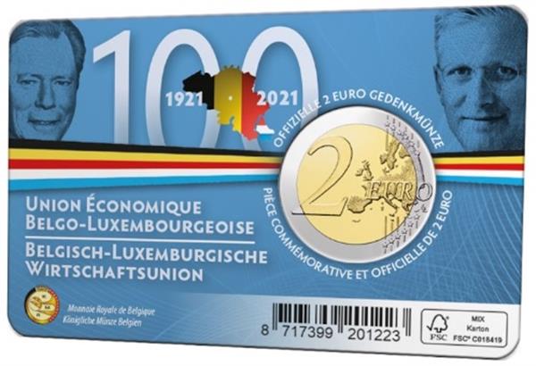 Grote foto belgi 2 euro 2021 bleu coincard nederlands verzamelen munten overige