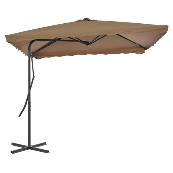 Grote foto vidaxl parasol met stalen paal 250x250 cm taupe tuin en terras overige tuin en terras