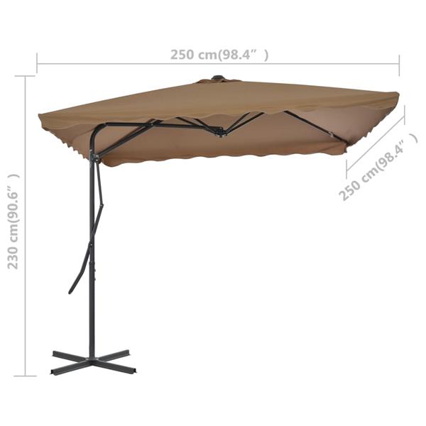 Grote foto vidaxl parasol met stalen paal 250x250 cm taupe tuin en terras overige tuin en terras