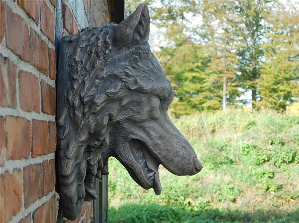 Grote foto grote wolvenkop zeer mooi in uitdrukking polystein tuin en terras tuindecoratie