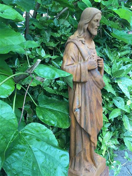 Grote foto jezus heilig hart beeld volle steen kleur oxide prachtige verschijning tuin en terras tuindecoratie