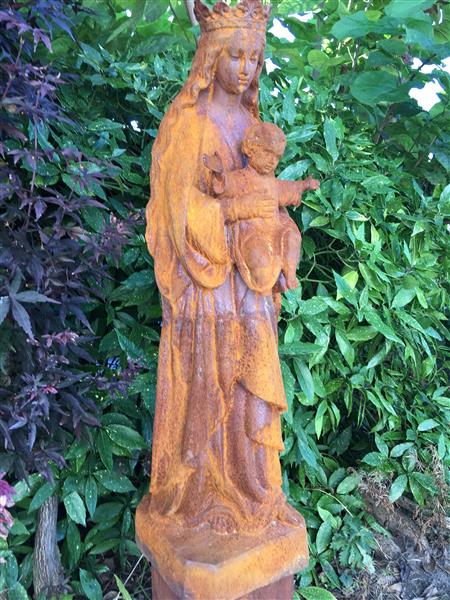 Grote foto maria met kindje jezus gietijzer prachtig beeld tuin en terras tuindecoratie