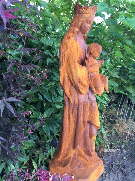 Grote foto maria met kindje jezus gietijzer prachtig beeld tuin en terras tuindecoratie