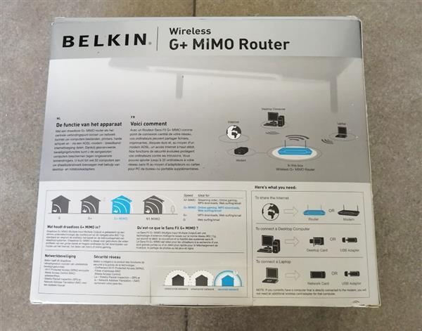 Grote foto belkin wireless g mimo router in originele doos computers en software netwerkkaarten routers en switches