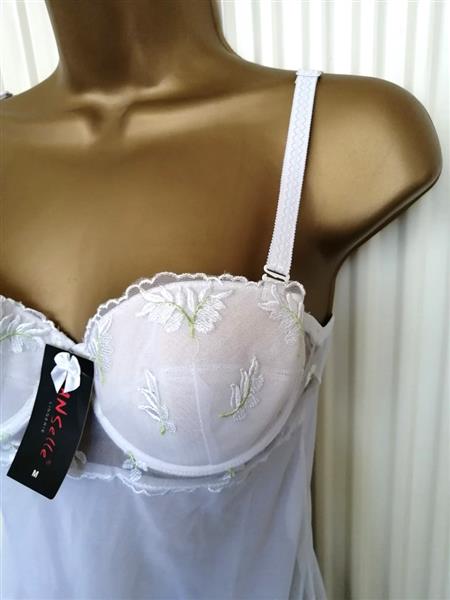 Grote foto chique witte doorzichtige babydoll met string kleding dames ondergoed en lingerie