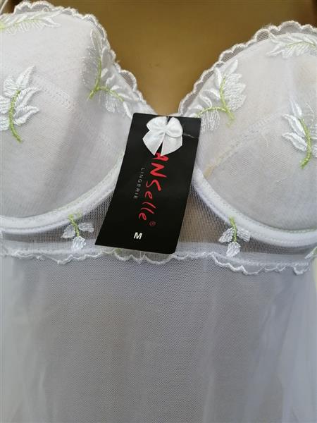 Grote foto chique witte doorzichtige babydoll met string kleding dames ondergoed en lingerie