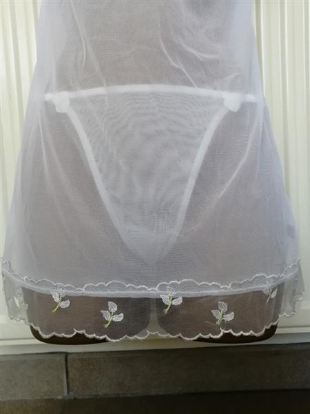 Grote foto chique witte doorzichtige babydoll met string kleding dames ondergoed en lingerie