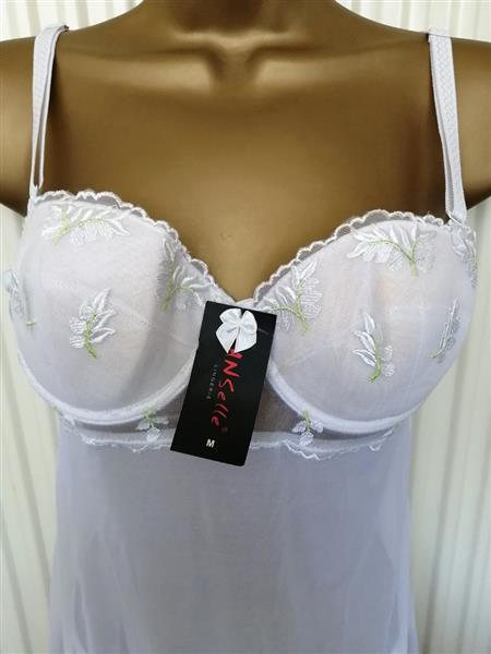 Grote foto chique witte doorzichtige babydoll met string kleding dames ondergoed en lingerie