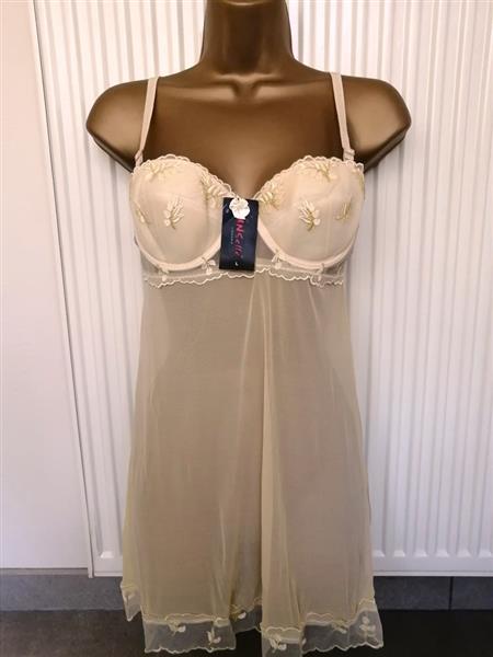 Grote foto sensuele doorzichtige gouden babydoll met string kleding dames ondergoed en lingerie