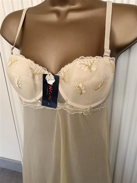 Grote foto sensuele doorzichtige gouden babydoll met string kleding dames ondergoed en lingerie