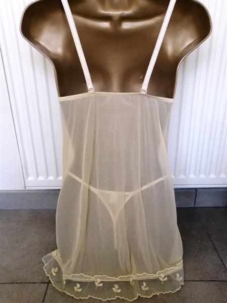 Grote foto sensuele doorzichtige gouden babydoll met string kleding dames ondergoed en lingerie