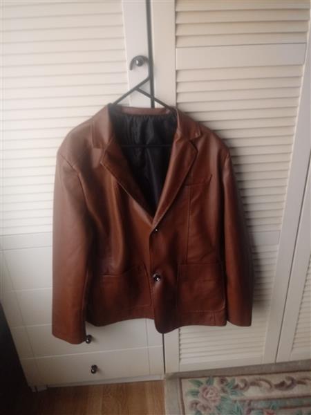 Grote foto nieuwe herenjas kort nooit gedragen kunst leder kleding heren jassen zomer