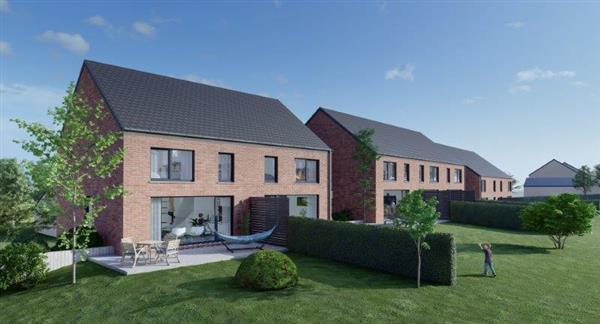 Grote foto barvaux nieuwbouw sleutel op de deur. lot 2 huizen en kamers eengezinswoningen