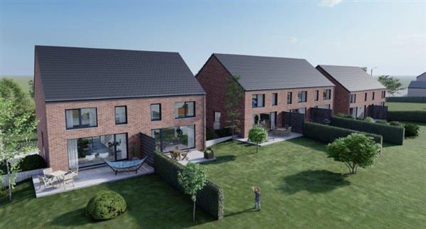 Grote foto barvaux nieuwbouw sleutel op de deur. lot 2 huizen en kamers eengezinswoningen