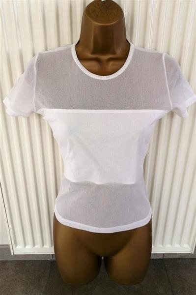 Grote foto trendy wit doorzichtig aanpassend shirt s med kleding dames tops